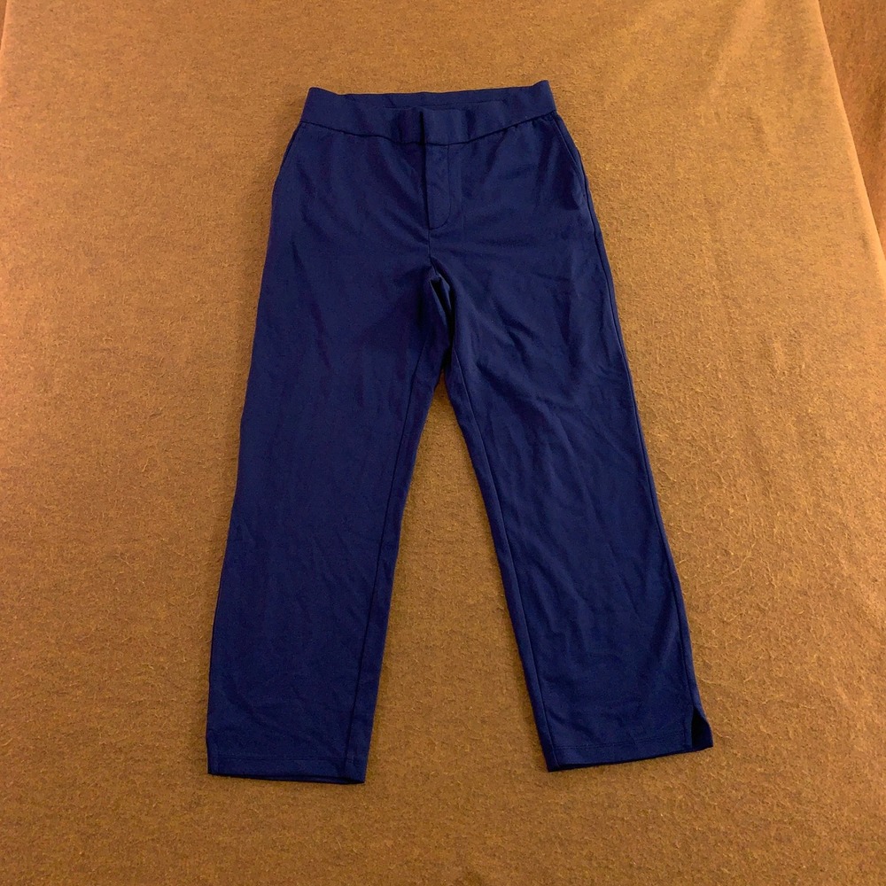 Colleen Lopez Womens Medium Navy Blue Stretch Ponte Knit Straight Leg Pants New